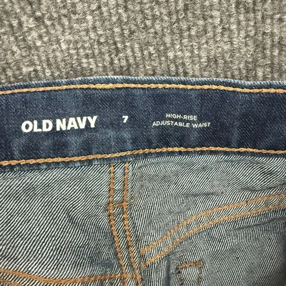Old Navy Girls Denim Cut Off Jean Shorts Size 7 HIgh Rise Adjustable Waist